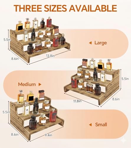 Wooden Cologne Organizer for Men, Perfume Organizer Stand, Cologne Stand with Anti-Slip Washers, Wooden Display, alternate