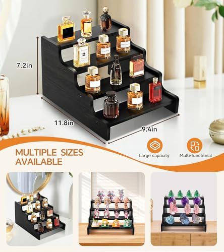 Wooden Cologne Organizer for Men, Perfume Organizer Stand, Cologne Stand with Anti-Slip Washers, Wooden Display, alternate