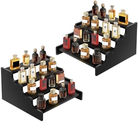 Wooden Cologne Organizer for Men, Perfume Organizer Stand, Cologne Stand with Anti-Slip Washers, Wooden Display