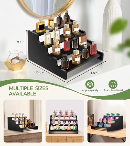 Wooden Cologne Organizer for Men, Perfume Organizer Stand, Cologne Stand with Anti-Slip Washers, Wooden Display, alternate
