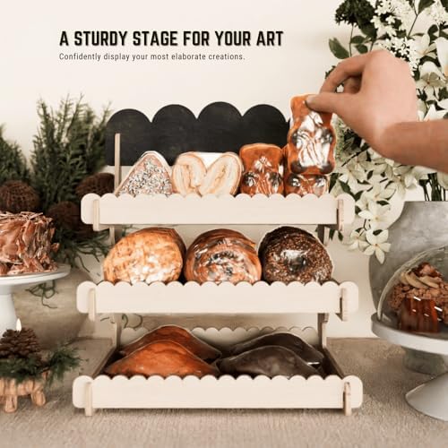 Wooden Cookie Display Stand with Chalkboard Sign for Bakers, Vendors, Craft Fairs | Pastry Display for Market, alternate view