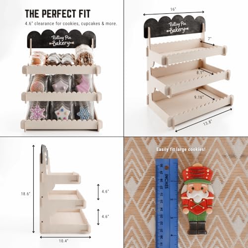 Wooden Cookie Display Stand with Chalkboard Sign for Bakers, Vendors, Craft Fairs | Pastry Display for Market, alternate view