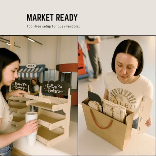 Wooden Cookie Display Stand with Chalkboard Sign for Bakers, Vendors, Craft Fairs | Pastry Display for Market, alternate view