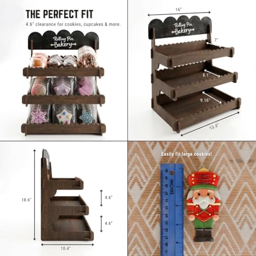 Wooden Cookie Display Stand with Chalkboard Sign for Bakers, Vendors, Craft Fairs | Pastry Display for Market, alternate view