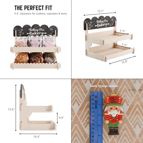 Wooden Cookie Display Stand with Chalkboard Sign for Bakers, Vendors, Craft Fairs | Pastry Display for Market, alternate view