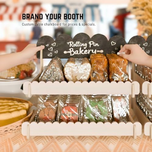 Wooden Cookie Display Stand with Chalkboard Sign for Bakers, Vendors, Craft Fairs | Pastry Display for Market, alternate view