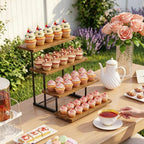 Wooden Cupcake Display Stand, 4 Tier Rectangular Tiered Dessert Stands, Cupcake Display Risers for Vendor Booth, alternate