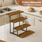 Wooden Cupcake Display Stand, 4 Tier Rectangular Tiered Dessert Stands, Cupcake Display Risers for Vendor Booth, alternate