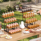 Wooden Cupcake Display Stand, 4 Tier Rectangular Tiered Dessert Stands, Cupcake Display Risers for Vendor Booth, alternate