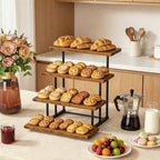 Wooden Cupcake Display Stand, 4 Tier Rectangular Tiered Dessert Stands, Cupcake Display Risers for Vendor Booth, alternate