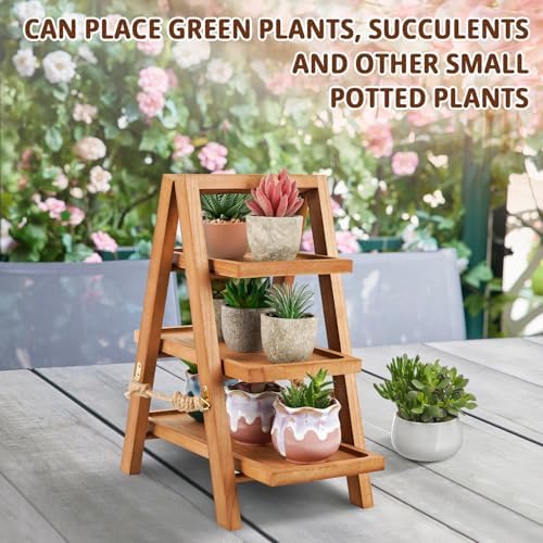 Wooden Cupcake Stand, 3 Tier Cupcake Display Stand, Brown in Brown, alternate view 5
