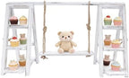 Wooden Cupcake Stand, 3 Tier Dessert Display Serving Tray in White