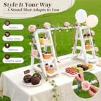 Wooden Cupcake Stand, 3 Tier Dessert Serving Tray Ladder Stand Rack Table Foldable Wood Food Display Set with, alternate view