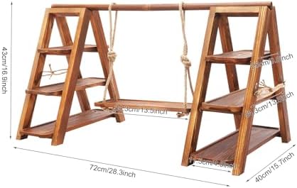 Wooden Cupcake Stand, 3 Tier Dessert Serving Tray Ladder Stand Rack Table Foldable Wood Food Display Set with, alternate view