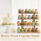 Wooden Cupcake Stand 4 Tier Cupcake Display Stand Rustic Cupcake Table Display for Wedding, Party Desserts in, alternate view