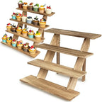 Wooden Cupcake Stand 4 Tier Cupcake Display Stand Rustic Cupcake Table Display for Wedding, Party Desserts in, alternate view