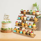 Wooden Cupcake Stand 4 Tier Cupcake Display Stand Rustic Cupcake Table Display for Wedding, Party Desserts in, alternate view