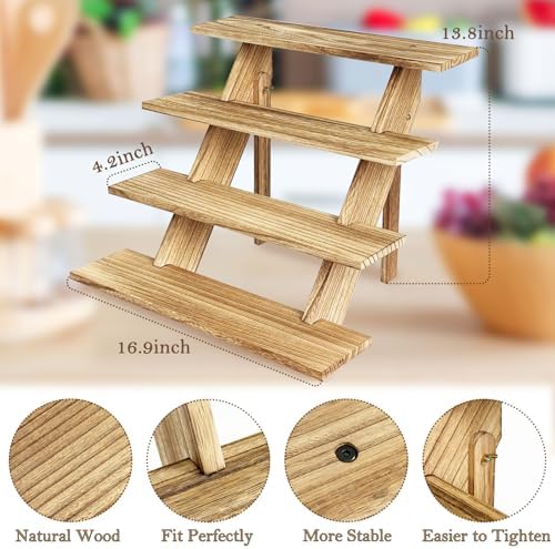 Wooden Cupcake Stand 4 Tier Cupcake Display Stand Rustic Cupcake Table Display for Wedding, Party Desserts in, alternate view