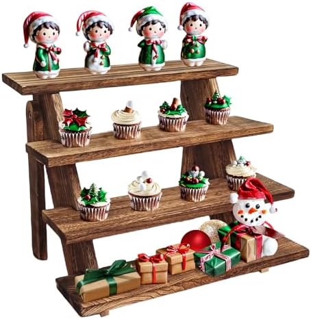 Wooden Cupcake Stand - 4 Tier Cupcake Display Stand, Rustic Tiered Display Stand, Tool Free Installation Cupcake