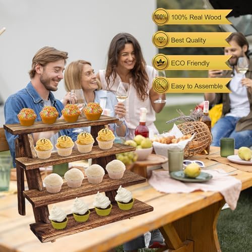 Wooden Cupcake Stand - 4 Tier Cupcake Display Stand, Rustic Tiered Display Stand, Tool Free Installation Cupcake, alternate