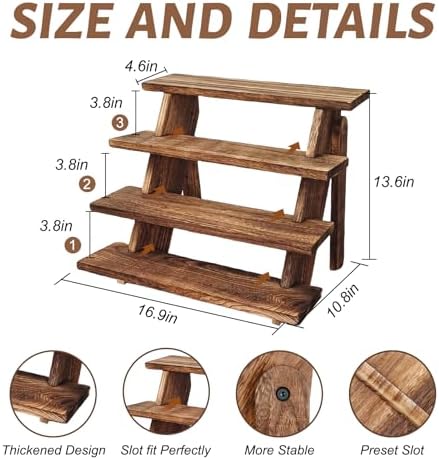 Wooden Cupcake Stand - 4 Tier Cupcake Display Stand, Rustic Tiered Display Stand, Tool Free Installation Cupcake, alternate