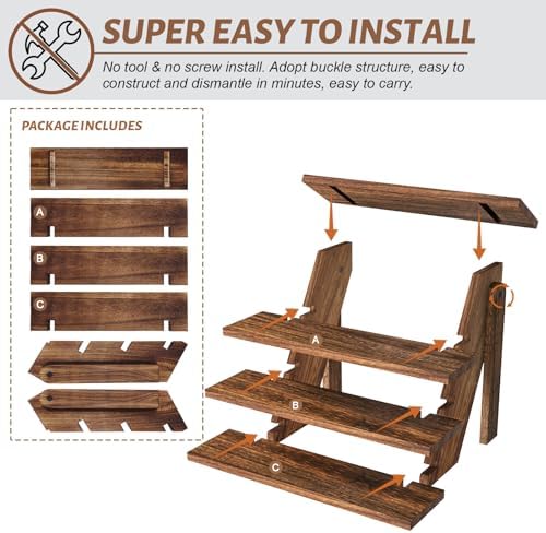 Wooden Cupcake Stand - 4 Tier Cupcake Display Stand, Rustic Tiered Display Stand, Tool Free Installation Cupcake, alternate