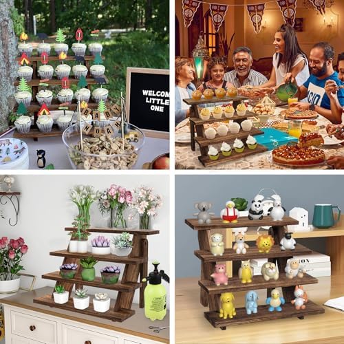 Wooden Cupcake Stand - 4 Tier Cupcake Display Stand, Rustic Tiered Display Stand, Tool Free Installation Cupcake, alternate