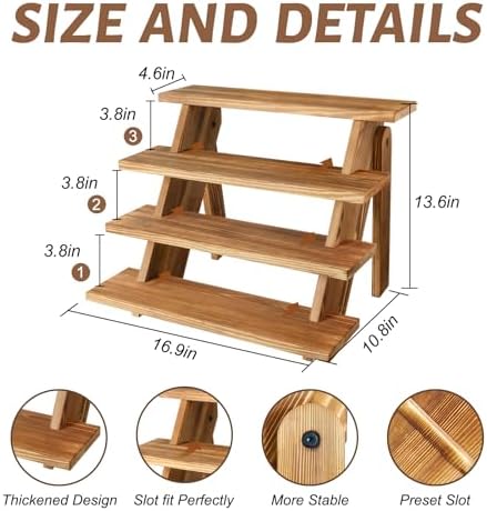 Wooden Cupcake Stand - 4 Tier Cupcake Display Stand, Rustic Tiered Display Stand, Tool Free Installation Cupcake, alternate