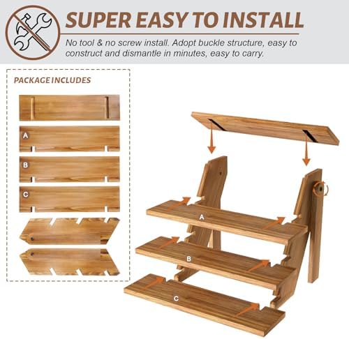 Wooden Cupcake Stand - 4 Tier Cupcake Display Stand, Rustic Tiered Display Stand, Tool Free Installation Cupcake, alternate