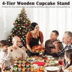 Wooden Cupcake Stand 4 Tier Cupcake Stand Cupcake Holder Rustic Wood Cupcake Display Stand Wooden Dessert, alternate view 6