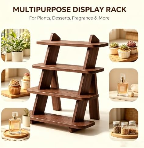 Wooden Cupcake Stand, 4 Tier Wood Rustic Cupcake Stand in J-Walnut-2Pcs, alternate view 3