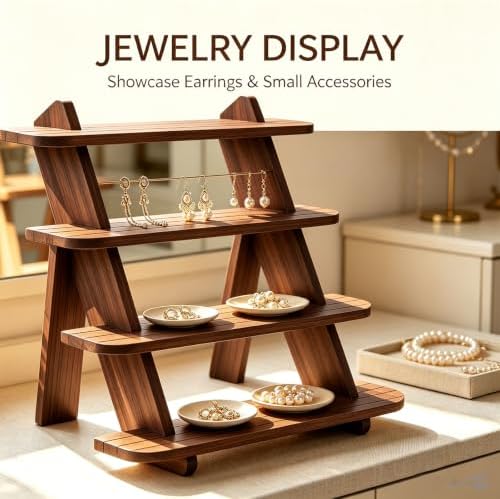 Wooden Cupcake Stand, 4 Tier Wood Rustic Cupcake Stand in J-Walnut-2Pcs, alternate view 5