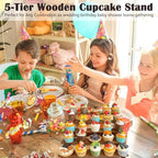 Wooden Cupcake Stand 5 Tier Cupcake Stand Cupcake Holder Rustic Wood Cupcake Display Stand Wooden Dessert, alternate view 6