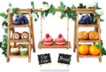 Wooden Cupcake Stand, Foldable 3 Tier Cupcake Display Stand, Walnut Brown in Walnut Brown