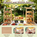 Wooden Cupcake Stand, Foldable 3 Tier Cupcake Display Stand, Walnut Brown in Walnut Brown, alternate view 3