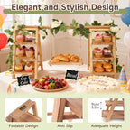Wooden Cupcake Stand, Foldable 3 Tier Cupcake Display Stand, Walnut Brown in Walnut Brown, alternate view 4