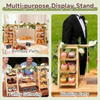 Wooden Cupcake Stand, Foldable 3 Tier Cupcake Display Stand, Walnut Brown in Walnut Brown, alternate view 6