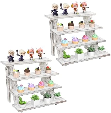 Wooden Cupcake Stand for 24 Cupcakes, 4 Tier Cupcake Display Stand Rustic Tiered Display Stand Dessert Table
