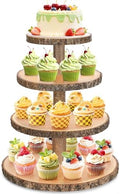 Wooden Cupcake Stand for 24 Cupcakes 4-Tier Dessert Tower Rustic Tiered Display Stand for Woodland Baby Shower