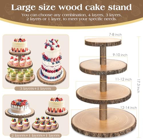 Wooden Cupcake Stand for 24 Cupcakes 4-Tier Dessert Tower Rustic Tiered Display Stand for Woodland Baby Shower, alternate