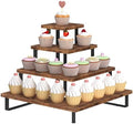 Wooden Cupcake Stand, Tiered Cupcake Display Tower Stand in Rustic Brown