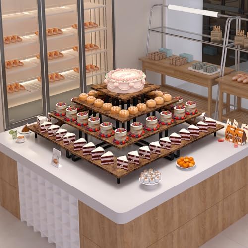 Wooden Cupcake Stand, Tiered Cupcake Display Tower Stand in Rustic Brown, alternate view 5