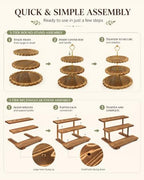 Wooden Dessert Table Display Set, 6-Piece Cake and Cupcake Stand Combo in Wood, alternate view 4
