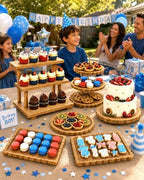 Wooden Dessert Table Display Set, 6-Piece Cake and Cupcake Stand Combo in Wood, alternate view 7