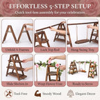 Wooden Dessert Table Display Set with Flower Decor and Swing in Natural Wood, alternate view 5