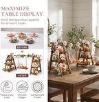 Wooden Dessert Table Display Set with Flower Decor and Swing in Natural Wood, alternate view 7