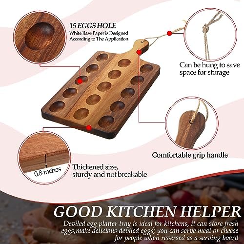 Wooden Deviled Egg Platter Egg Tray Serving, 15 x 7 Inch, 15 Holes in 15 x 7 Inch in As Shown, alternate view 4