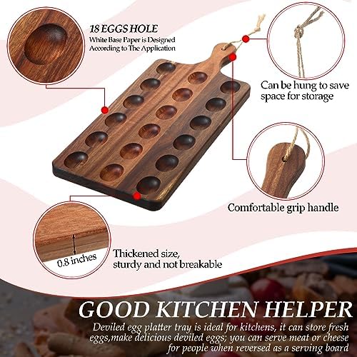 Wooden Deviled Egg Platter Egg Tray Serving, 17 x 7 Inch, 18 Holes in 17 x 7 Inch in As Shown, alternate view 5