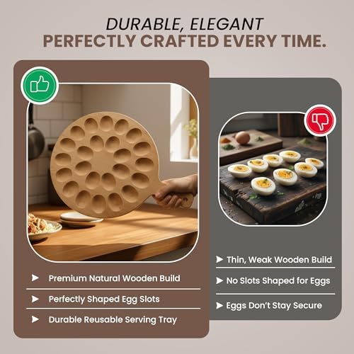 Wooden Deviled Egg Platter for 24, Reversible Serving Tray in 12 inches in Wood, alternate view 5