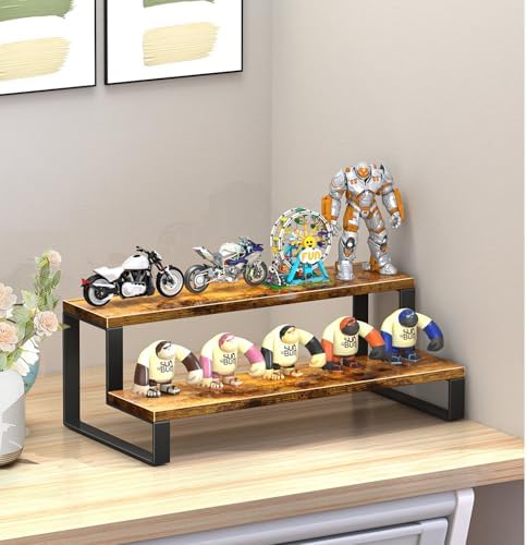 Wooden Display Riser Stand, 2 Tier Display Stand for Candles in Brown, alternate view 4